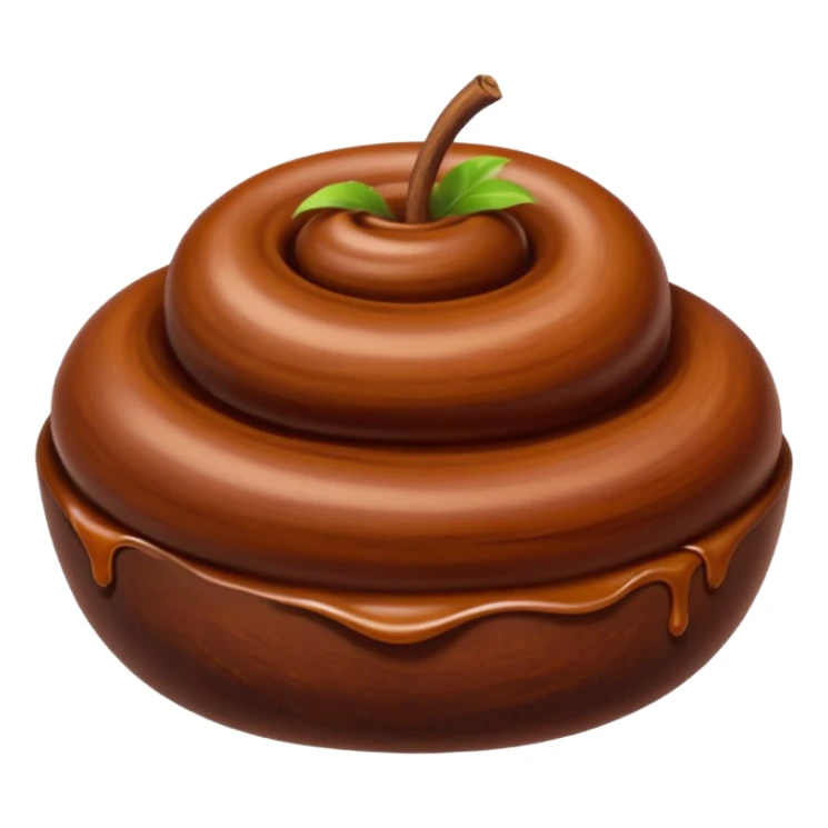 tamarind paste, small mound or swirl, dark brown, thick and sticky, glossy, irregular shape, dense, natural fibrous strands, deep chestnut to reddish-brown, no extras, apple emoji style, soft lighting, transparent background, emoji scale sticker