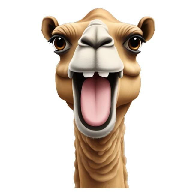 Camel make it cartoon and Let him look at the screen and let him raise his two hand like Celebrate sticker