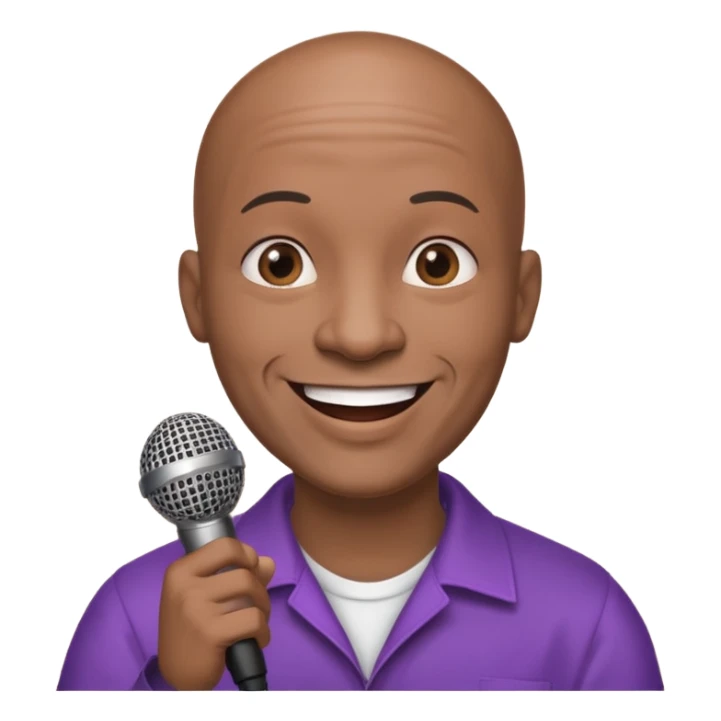 Black bald comedian with mic in one hand and a joint in another  sticker