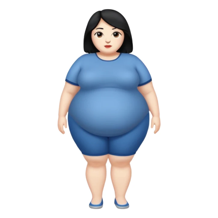 Fat white woman. Full body. Black hair sticker