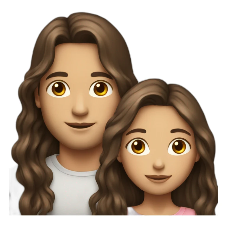 Cute brunette couple long hair sticker