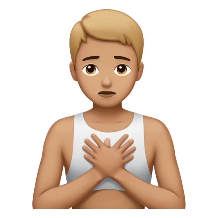 A person stands still, hand on their chest, hesitating between a floating “ “No.” Their face shows discomfort, but they don’t rush to choose. Nearby, someone looks disappointed but calm. The scene captures **pausing, tolerating discomfort, and making space for others' feelings.**  sticker