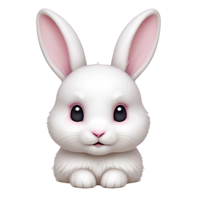 Cinematic Cute White Rabbit Portrait Emoji, Head tilted playfully and inquisitively, featuring a luxurious, silky white fur with soft, twitching ears, round, sparkling dark eyes filled with curiosity, Simplified yet irresistibly adorable features, highly detailed, glowing with a warm, friendly glow, high shine, affectionate and lively, stylized with a touch of whimsy, bright and endearing, soft glowing outline, capturing the essence of a mischievous yet loving bunny, so playful it feels like it could hop out of the screen and into your arms! sticker