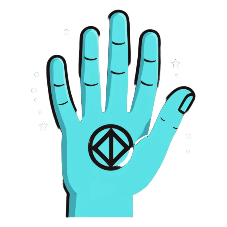 symbolic hand with runes and stars sticker