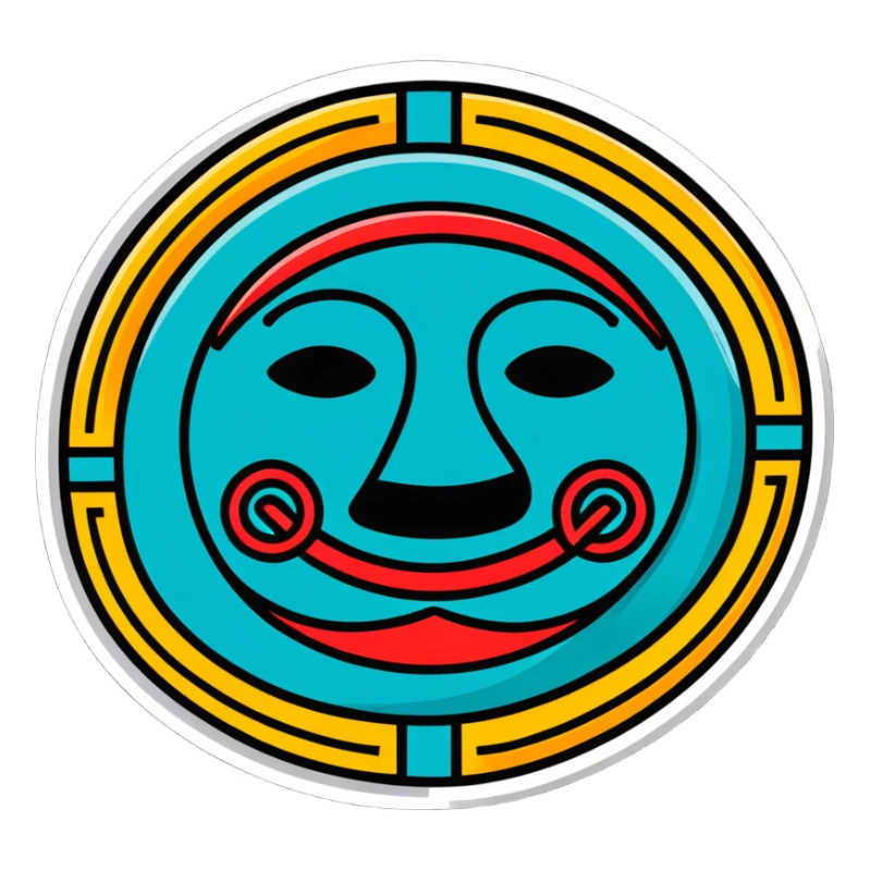 Mayan glyphs for messaging: happy face when receiving a message, sad face when no reply, letter symbol, all in minimalist geometric style sticker