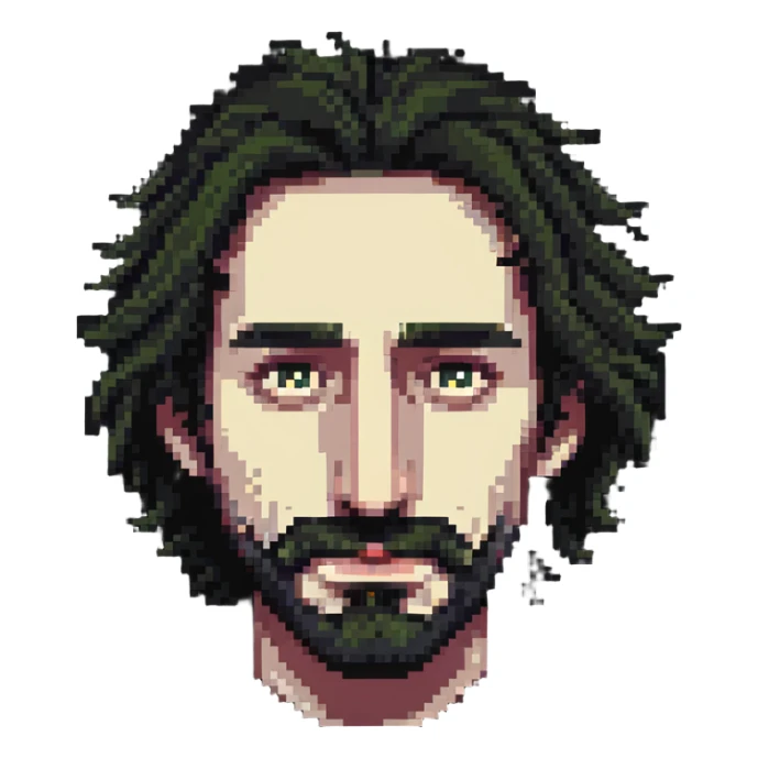 hairy man with a crooked nose sticker