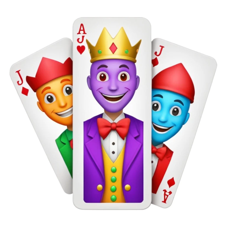 3 poker cards, with crazy colorful human jolly jokers inside sticker