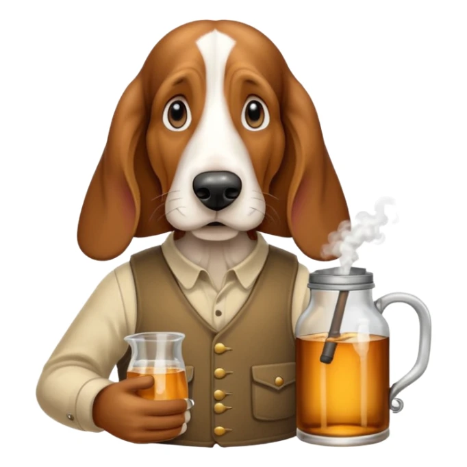 hillbilly basset hound with moonshine and a gun sticker