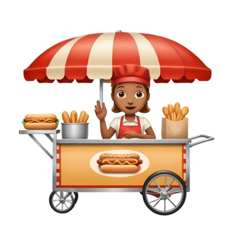 hotdog seller in New York with cart sticker