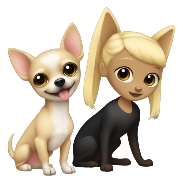 black chihuahua and a blonde girl  sticker