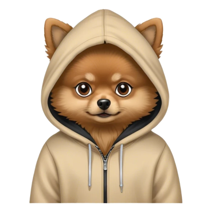 black and brown pomeranian with hoodie sticker