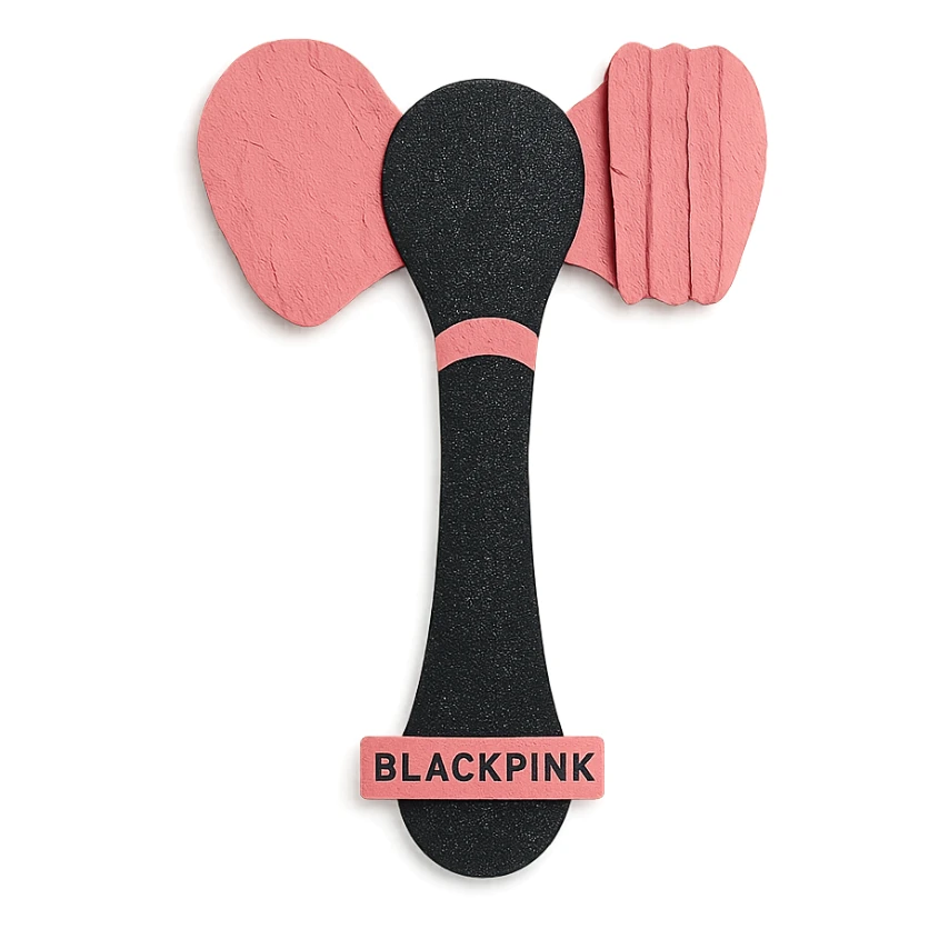 BLACKPINK-inspired object, black and pink colors, creative and textured paper art sticker