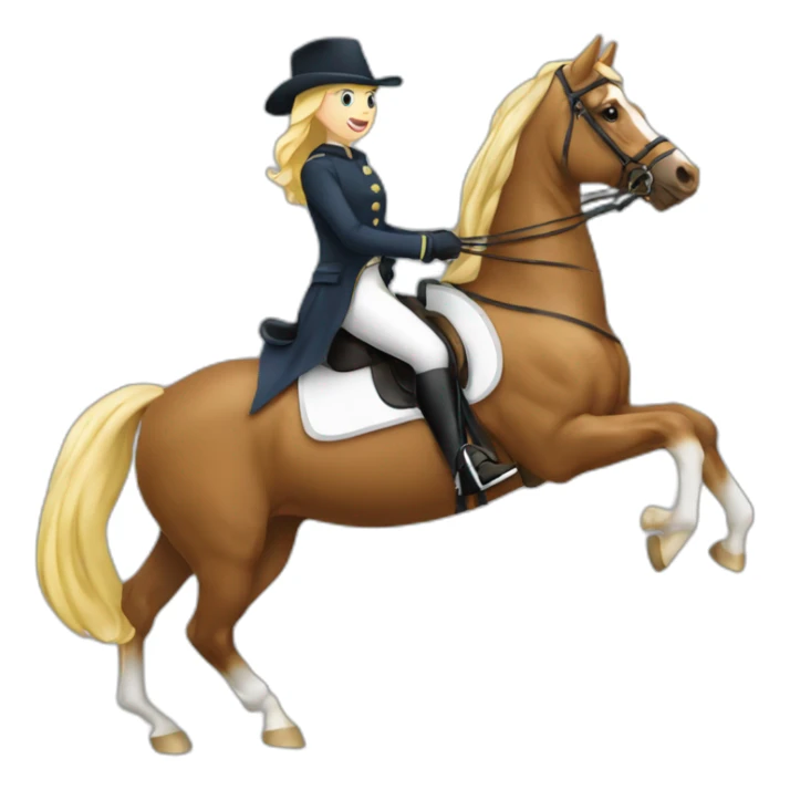Fille blonde sur cheval en dressage sticker