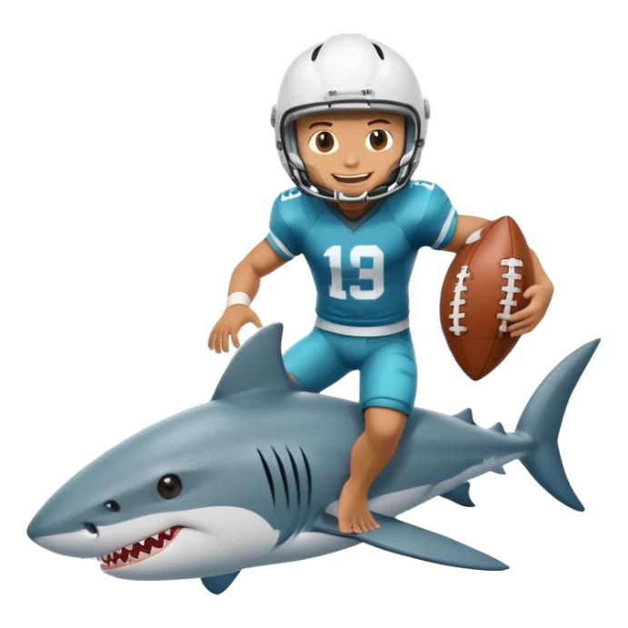 A football player riding a shark sticker