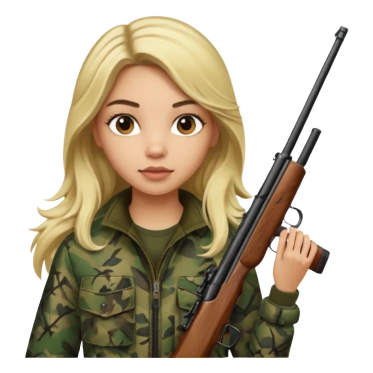 Light skin Long hair blonde haired camo girl hunter sticker
