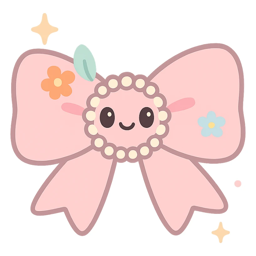 coquette bow with pearls and floral touches, elegant and girly, soft lighting sticker