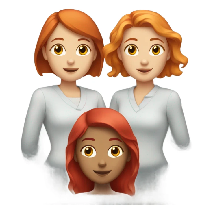 3 girls teamwork give them red hair sticker