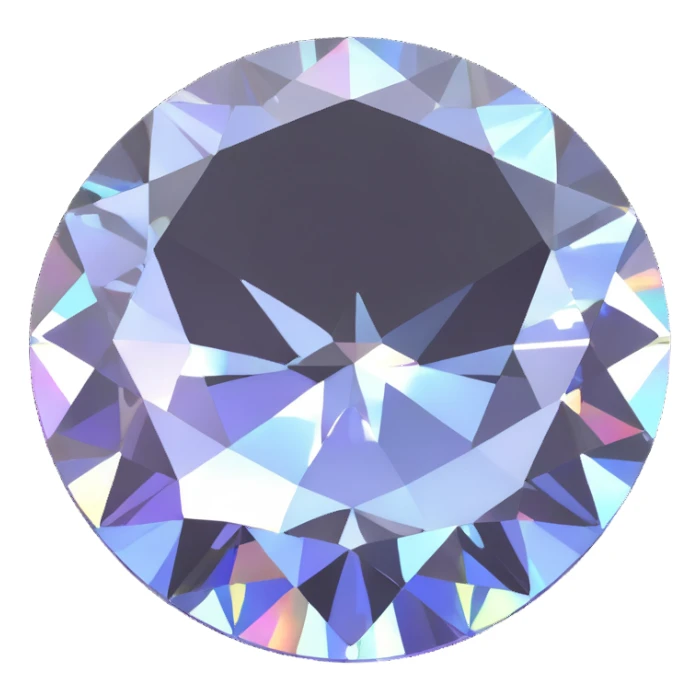 brilliant round white diamond mounted in polished silver, soft holographic shimmer sticker