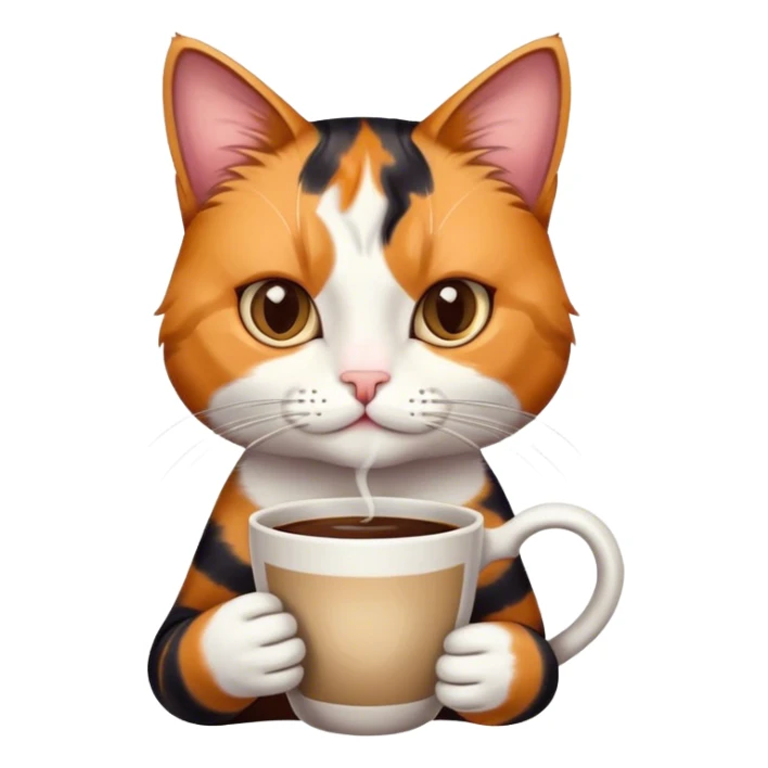 Cat with cup of coffee sticker