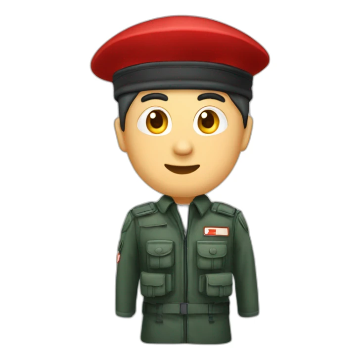 red parachutist beret on side with head emojis sign sticker