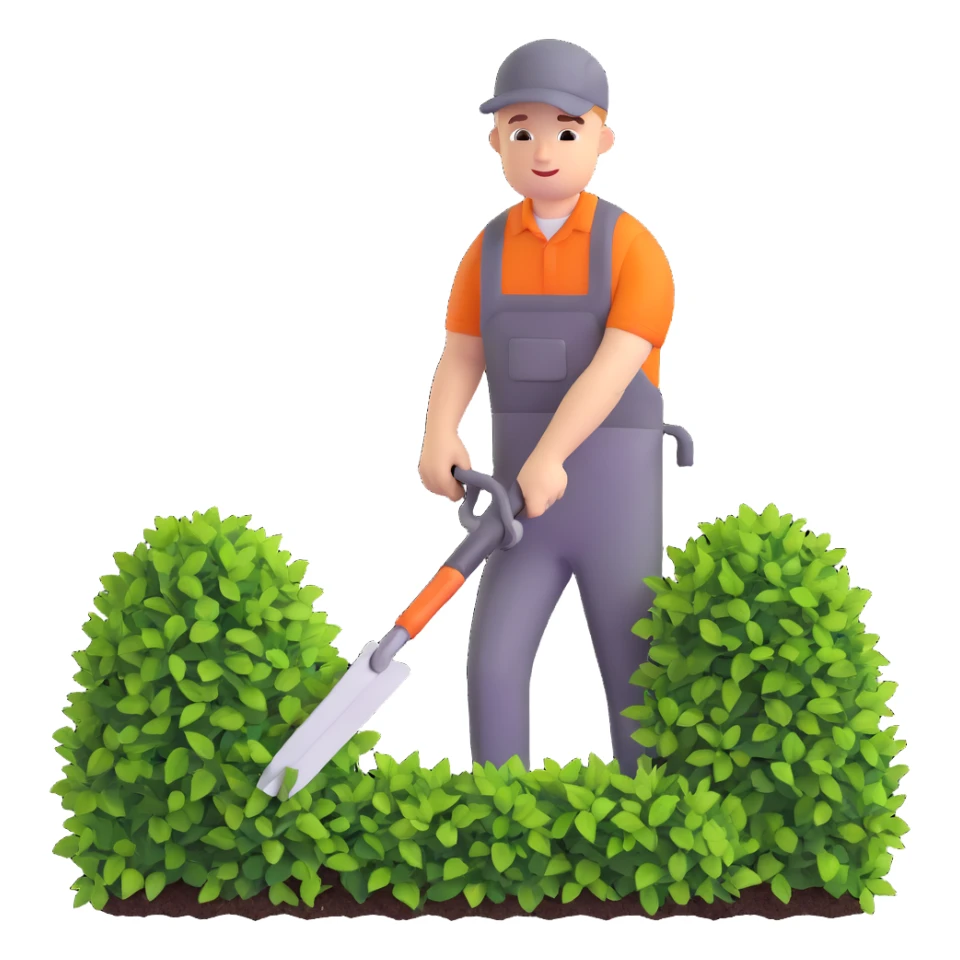 dedicated young white male gardener trimming bushes sticker
