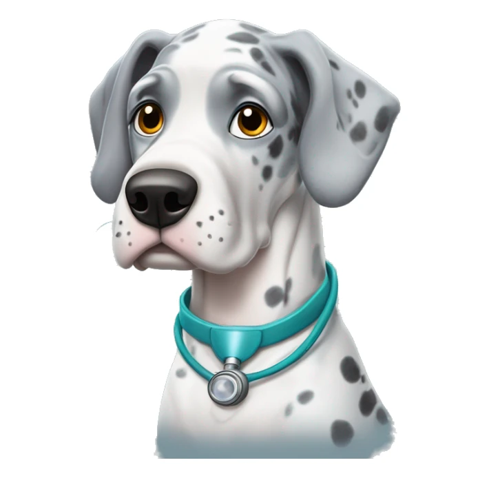 Blue Merle Great Dane wearing a doctor costume  sticker