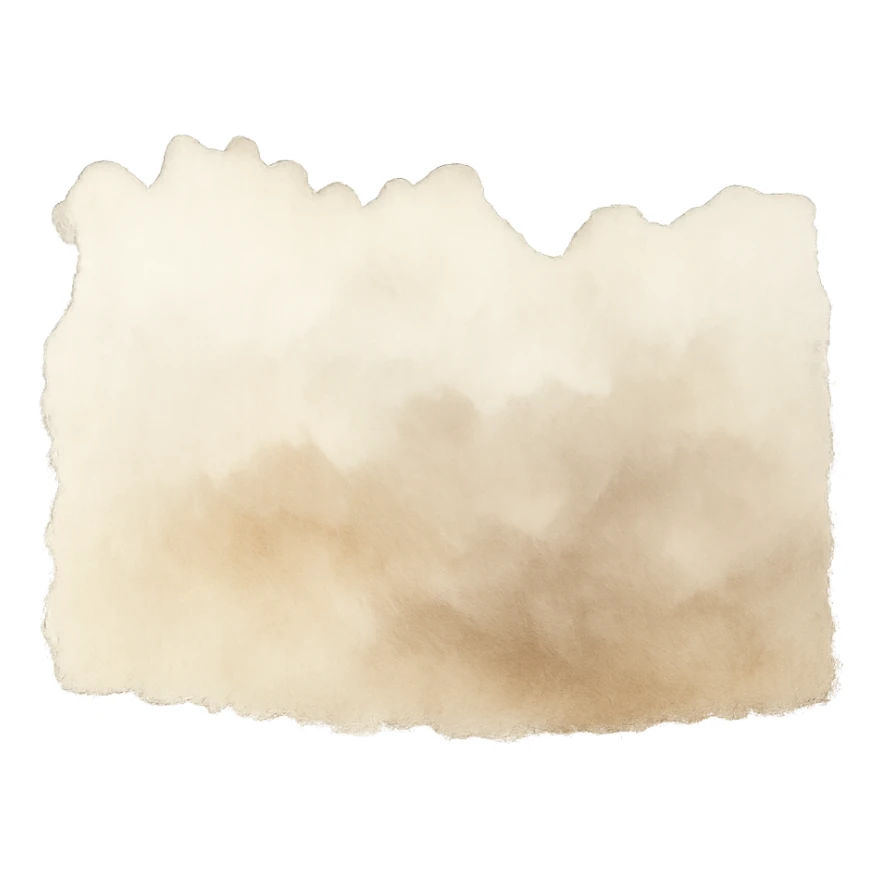 jagged torn paper edge with irregular shape, soft watercolor blend, beige and soft brown, transparent background, no face, no hands, no legs, no characters sticker
