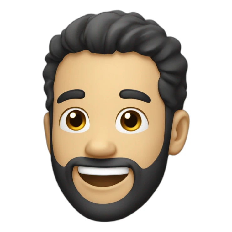  laughing man, with short black hair, very short beard, sticker