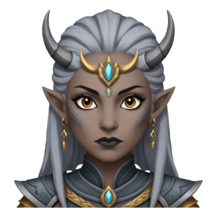 ESO female daedra, lashes and earrings, gray skin, warrior sticker