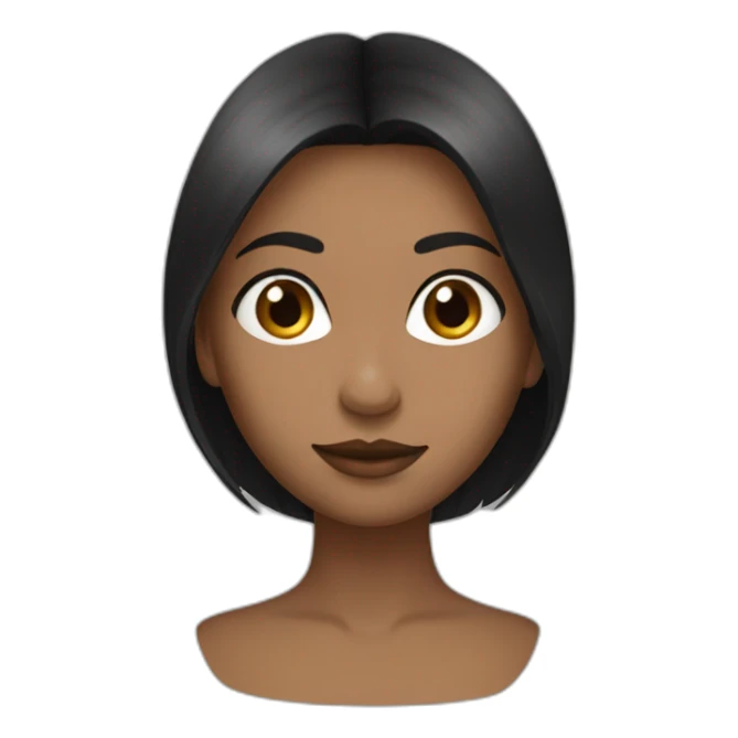 fille cheveux noir lisse yeux marron clair sticker