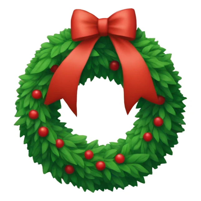 Wreath with no ornaments and a red bow sticker