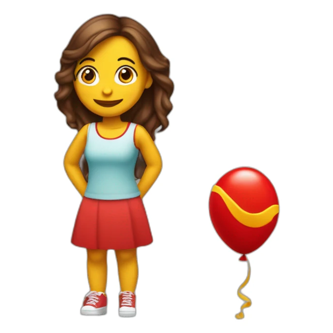 chica cubana enamorada sosteniendo un globo rojo, cabello largo, ropa de McDonald’s  sticker
