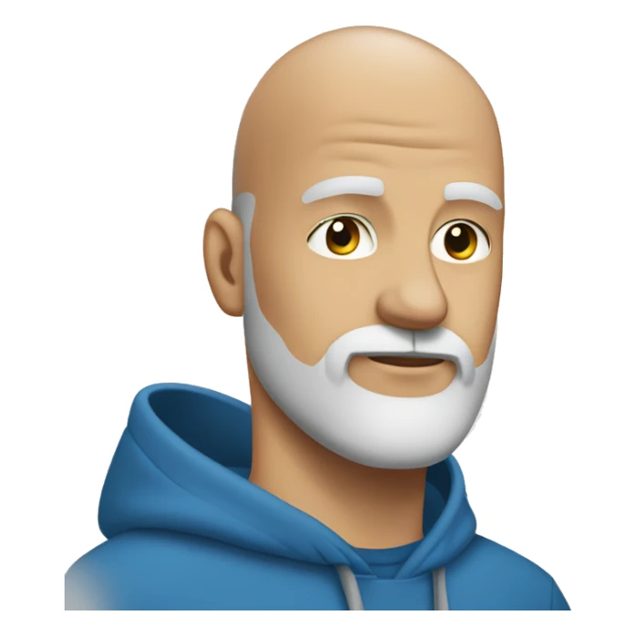 bald man in Blue hoodie 2 days  white beard sticker