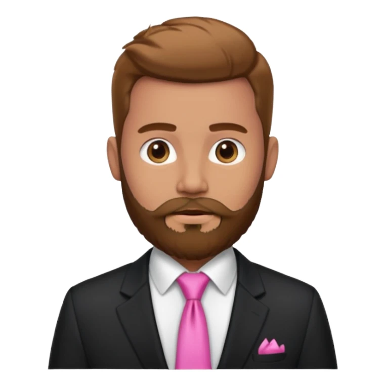 bearded man with pink tie and blazer sticker