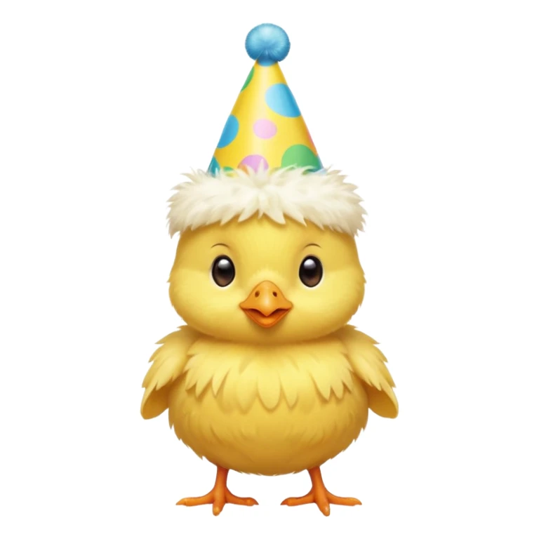 a baby chick with party hat sticker