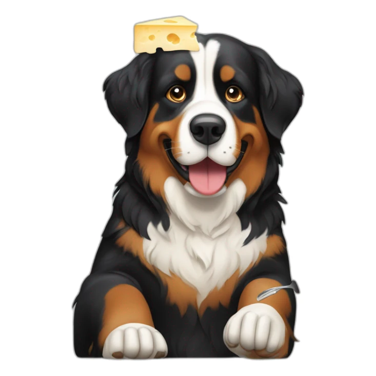 bernese mountain dog eating swiss fondue cheese sticker