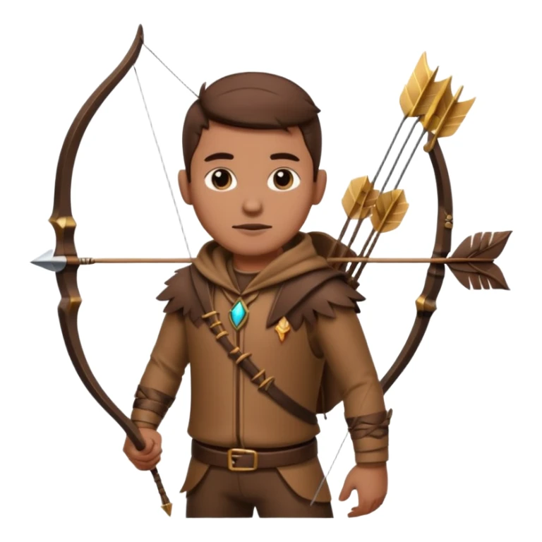 The classic hunter image with a bow and arrow on his back, dressed in brown with some animal made decorations sticker