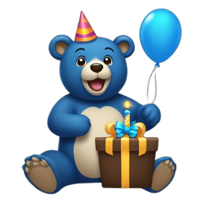 Bear happy birthday with blue hut sticker