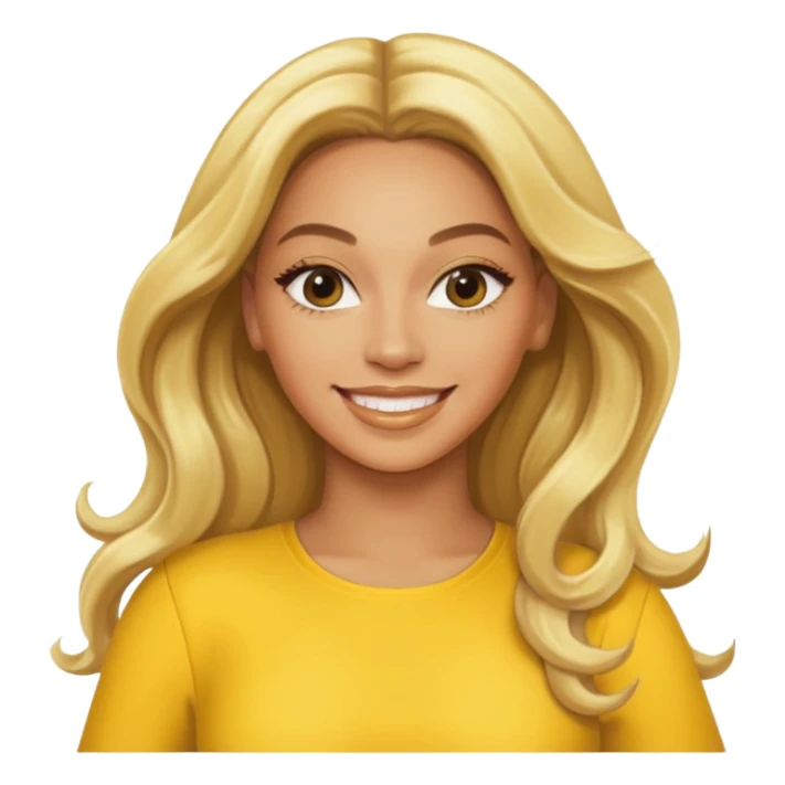Beyonce, blonde long hair, yellow outfit sticker