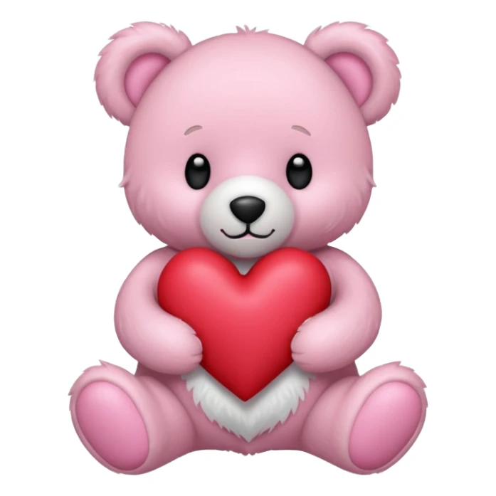 pink pastel teddy bear hold red heart sticker