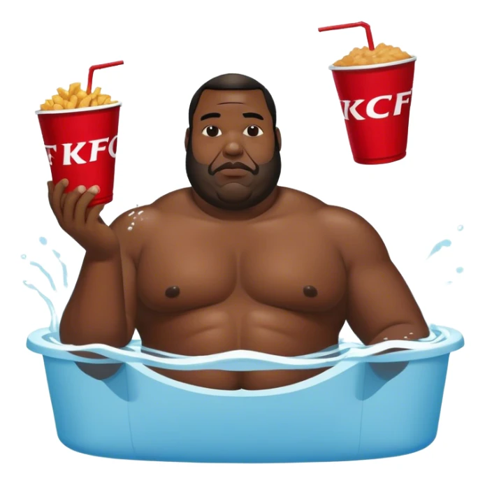 big black man swimming in a KFC bucket while drinking a swimming with the koo lad man sticker