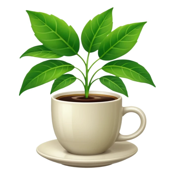 The plant behind of the cup of coffee  sticker