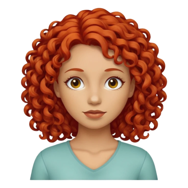 female curly red hair sticker