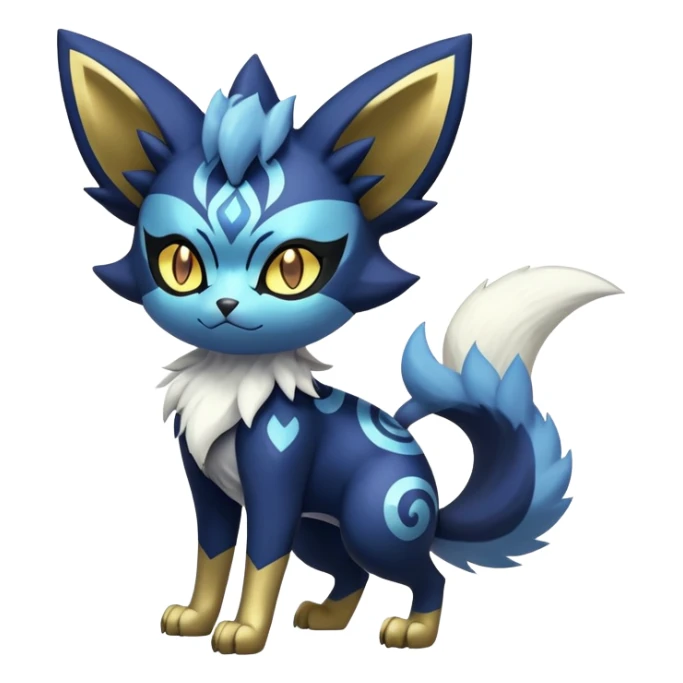 Shiny Evil mExotic Badass Colorful Ethereal Royal Mysterious Gothic Meowstic-Zorua-Litten-Noibat-Pokémon-Fakémon-hybrid-creature (full body) with pattern-markings with golden eyes sticker