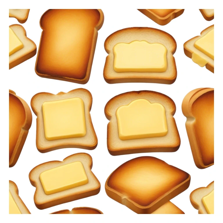 Cinematic warm toasted bread, golden-brown edges, butter melting into the surface, slightly crispy texture, simple and comforting, warm glowing background, inviting and homely. sticker