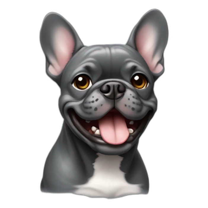 Dark Grey French bulldog smiling face sticker