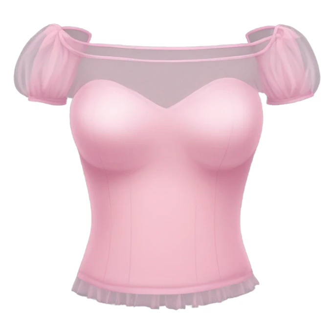 Realistic pink tulle off shoulder top, isolated sticker
