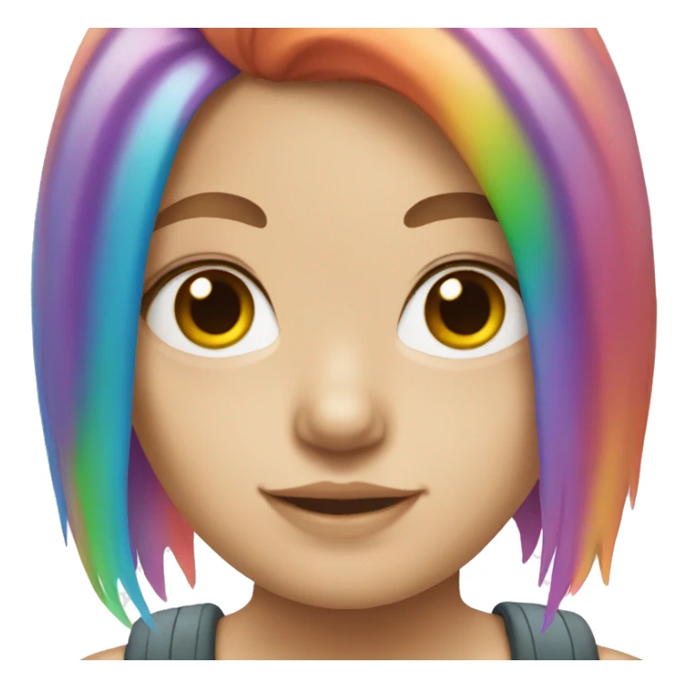 White girl with rainbow hair  sticker