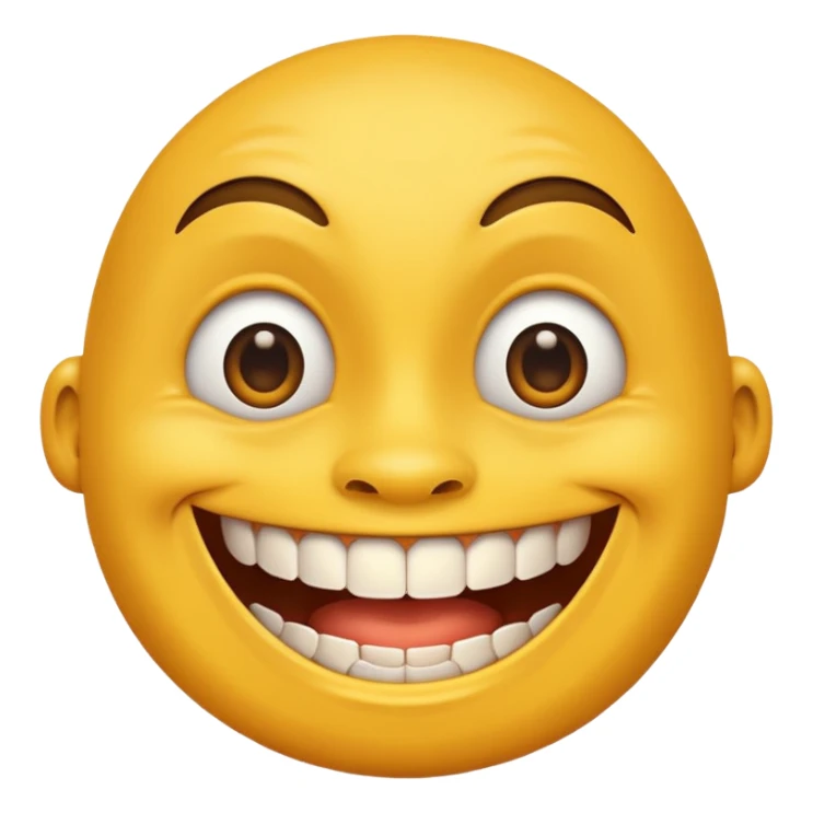 a smiling yellow face with very big teeth like the trivago guy sticker