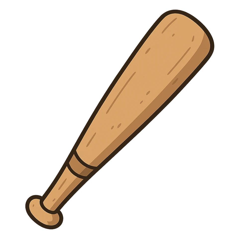a cartoon style light brown baseball bat sticker